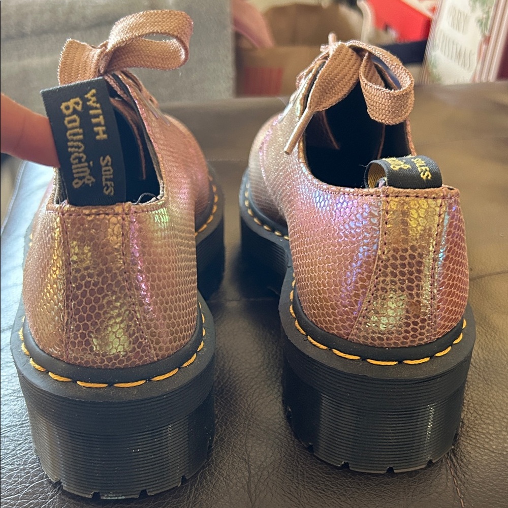 Dr. Martens Iridescent Pink Lace-Up Shoes - Picture 4 of 5